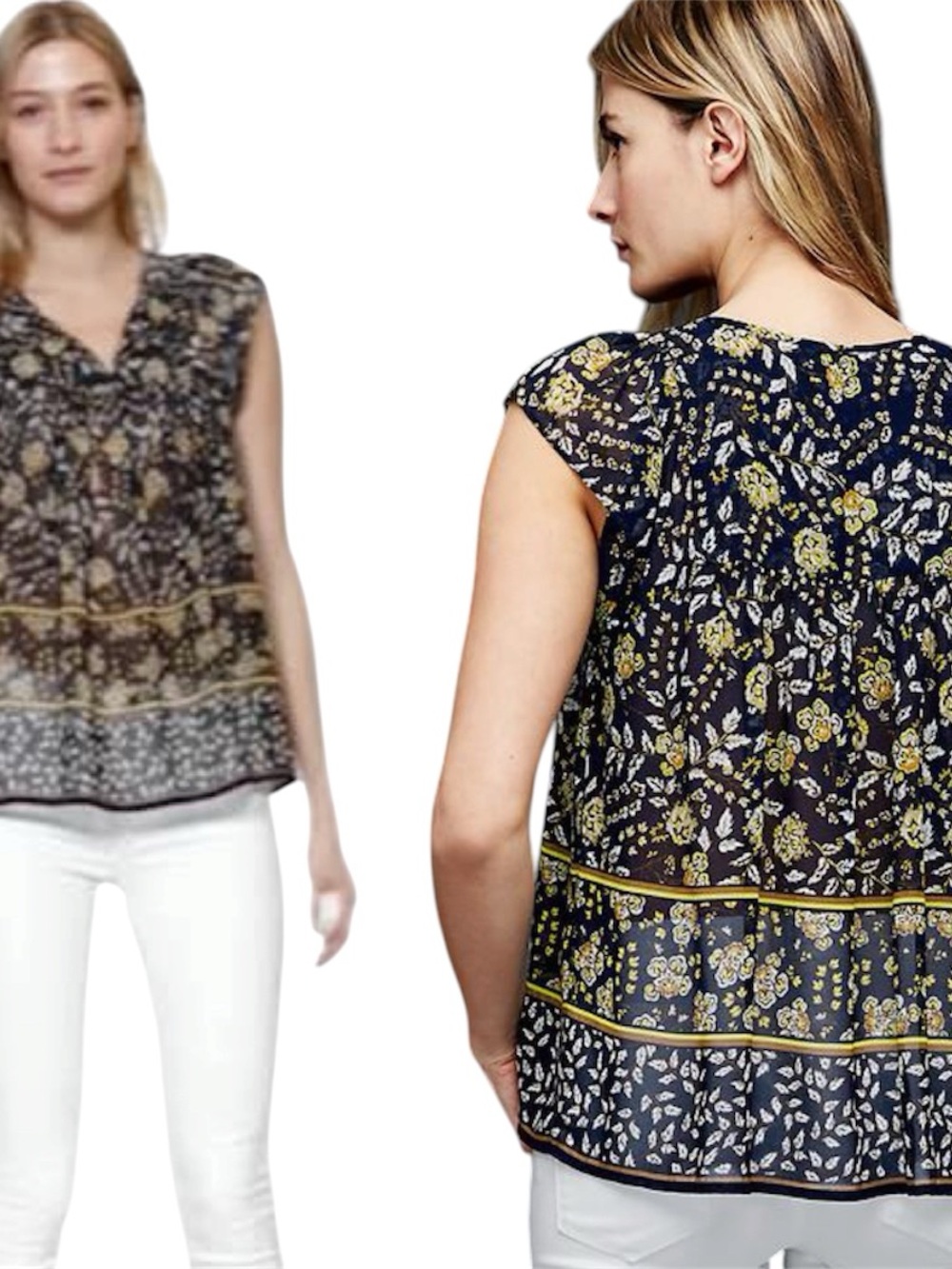 GAP Floral Scroll Peasant Blouse Boho Chic Cottagecore Small S